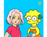 Dibujo Sakura y Lisa pintado por tuna2