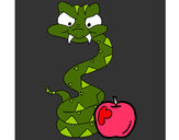 Dibujo Serpiente y manzana pintado por sach