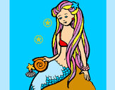 Dibujo Sirena con caracola pintado por guapas 