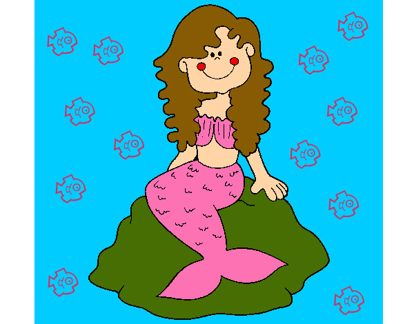 Dibujo Sirena sentada en una roca pintado por violartina