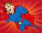 Dibujo Superhéroe volando pintado por patryy