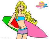 Dibujo Barbie con tabla de surf pintado por danna0o