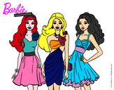 Dibujo Barbie y sus amigas vestidas de fiesta pintado por lucia-