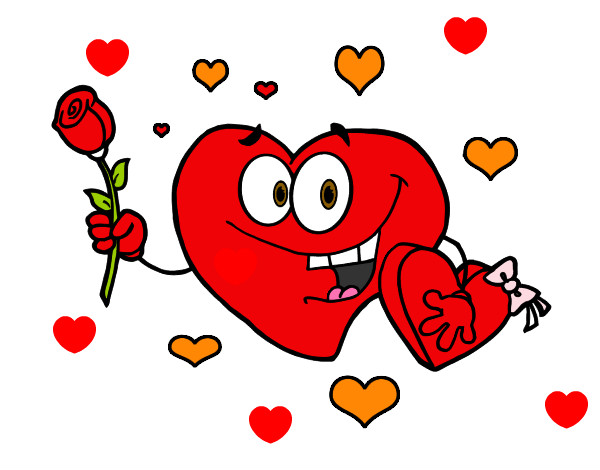 Dibujo Corazón con caja de bombones pintado por vickiisa