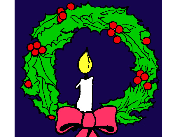 Dibujo Corona de navidad y una vela pintado por MACIAN