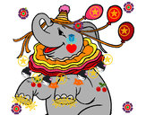 Dibujo Elefante con 3 globos pintado por fperetti