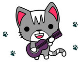 Dibujo Gato guitarrista pintado por candy11