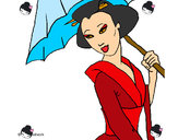 Dibujo Geisha con paraguas pintado por ale8086