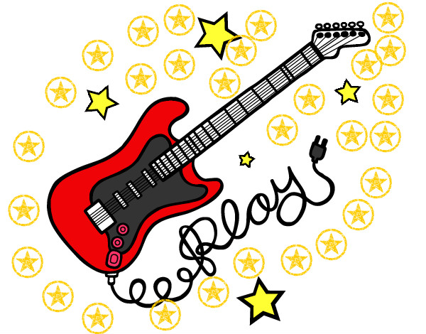 Dibujo Guitarra y estrellas pintado por katy8
