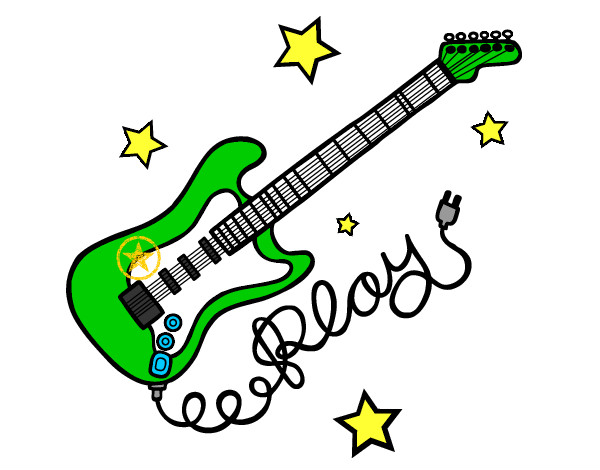 Dibujo Guitarra y estrellas pintado por martu03