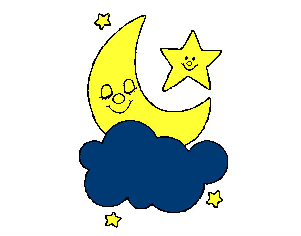Dibujo Luna y estrellas pintado por chely_999