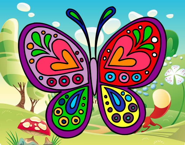 Dibujo Mandala mariposa pintado por DaMar