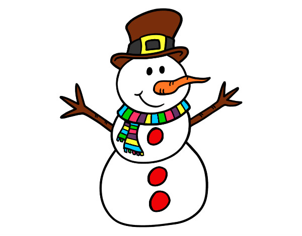 Dibujo Muñeco de nieve con sombrero pintado por MACIAN