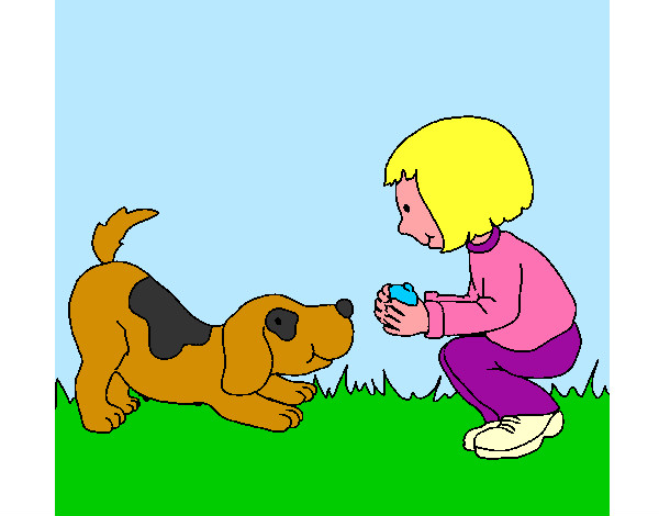 Dibujo Niña y perro jugando pintado por AndresO
