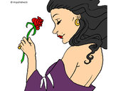 Dibujo Princesa con una rosa pintado por kathya2001