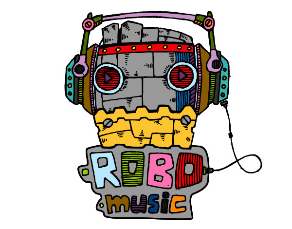 Dibujo Robot music pintado por majo29