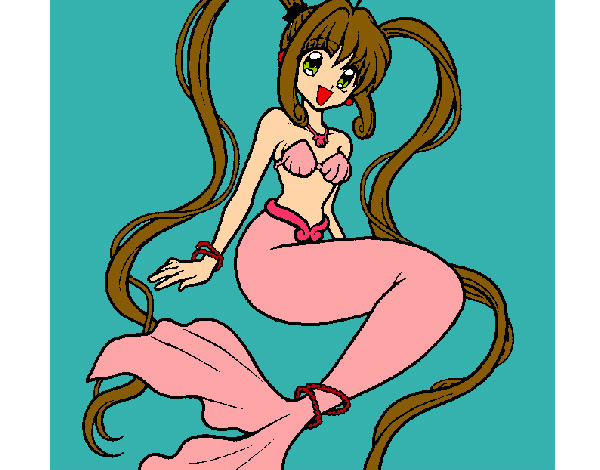Dibujo Sirena con perlas pintado por yuki 