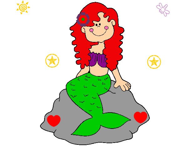 Dibujo Sirena sentada en una roca pintado por lucia-