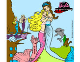 Dibujo Barbie sirena y la reina sirena pintado por kinda