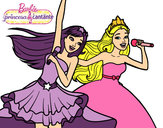Dibujo Barbie y la princesa cantando pintado por paolav25