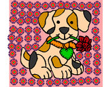 Dibujo Cachorro con una flor en la boca pintado por Sofia1203