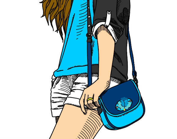 Dibujo Chica con bolso pintado por 3128