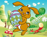 Dibujo Conejo con huevo de pascua pintado por alejjandra