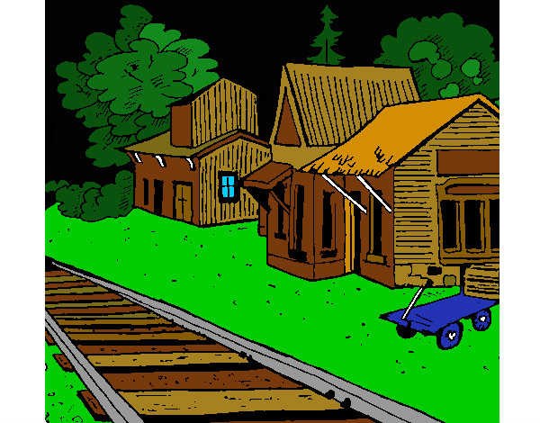 Dibujo Estación de tren pintado por Chiri