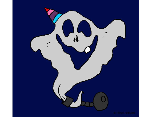 Dibujo Fantasma con sombrero de fiesta pintado por kitamy