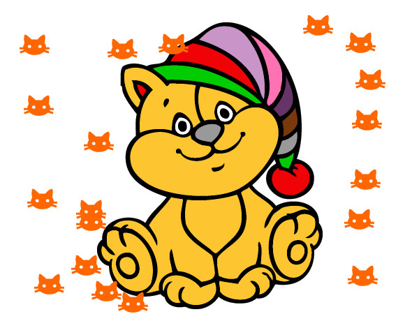 Dibujo Gato con gorro pintado por mishkar