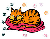 Dibujo Gato en su cama pintado por Ally12