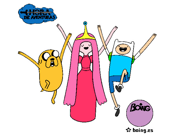 Dibujo Jake, Princesa Chicle y Finn pintado por jesuskatsu