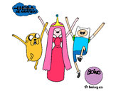 Dibujo Jake, Princesa Chicle y Finn pintado por jesuskatsu