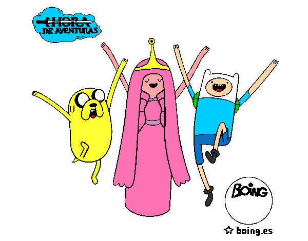 Dibujo Jake, Princesa Chicle y Finn pintado por paolav25
