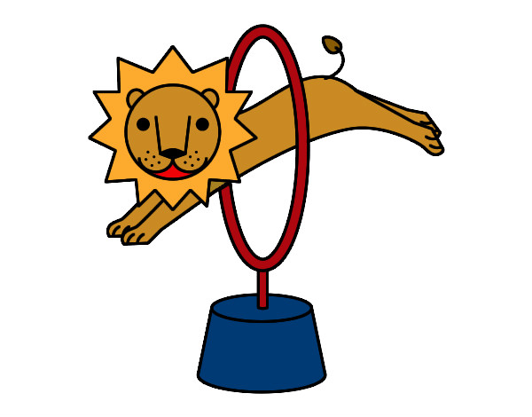 Dibujo León saltando pintado por Chiri