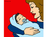 Dibujo Madre con su bebe II pintado por kaleth