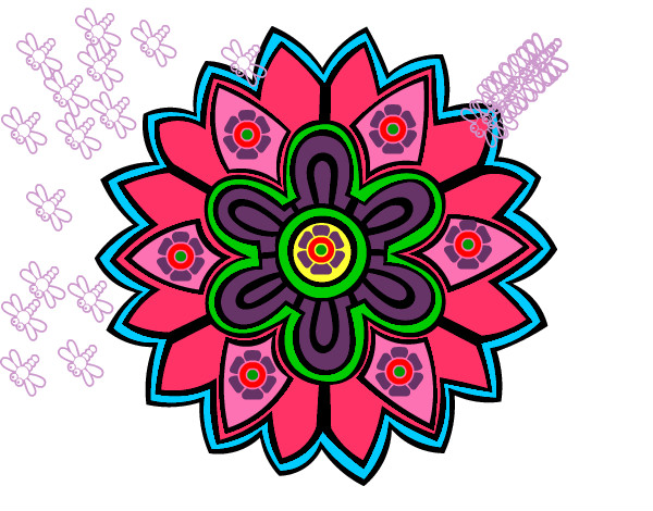 Dibujo Mándala con forma de flor weiss pintado por jesuskatsu