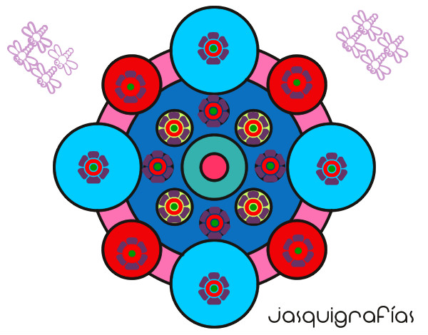 Dibujo Mandala con redondas pintado por jesuskatsu