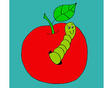Dibujo Manzana con gusano pintado por jesuskatsu