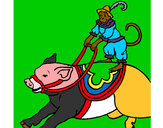 Dibujo Mono y cerdo pintado por hphones1