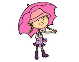 Dibujo Niña con paraguas pintado por Izabella 