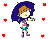 Dibujo Niña con paraguas pintado por maraaa