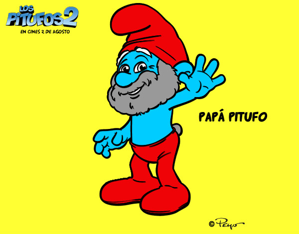 Dibujo Papá Pitufo pintado por Gorka908