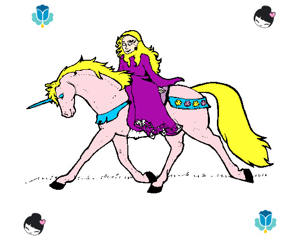 Dibujo Princesa en unicornio pintado por johana743