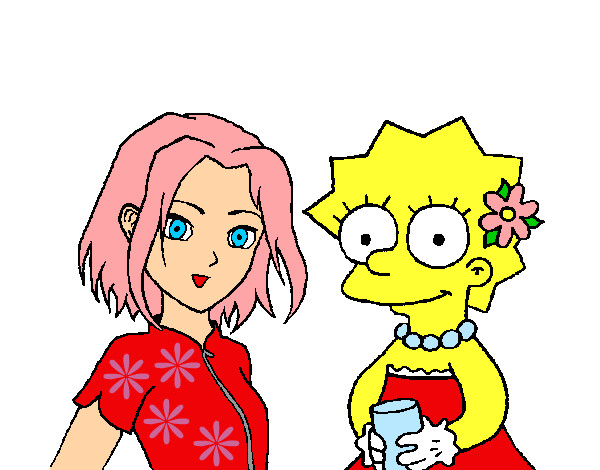 Dibujo Sakura y Lisa pintado por jocel