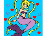 Dibujo Sirena con perlas pintado por rosa56432