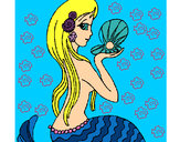 Dibujo Sirena y perla pintado por Izabella 