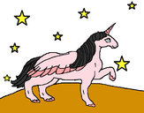 Dibujo Unicornio mirando las estrellas pintado por sango