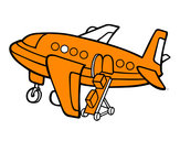 Dibujo Avión cargando equipaje pintado por chano