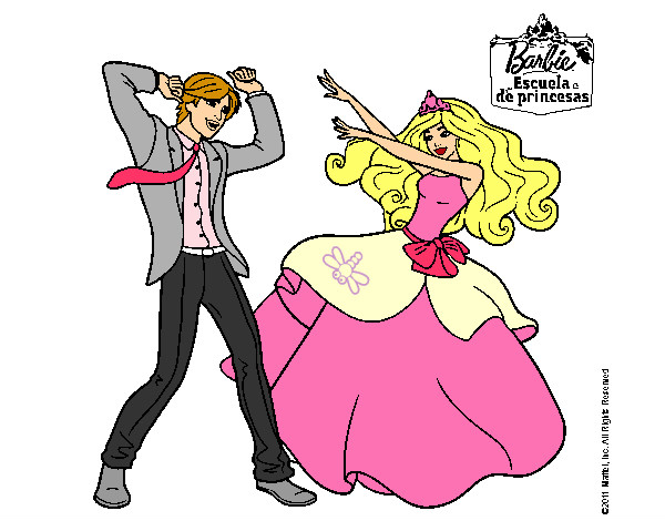 Dibujo Barbie bailando con un amigo pintado por Nereals
